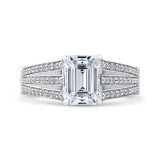 Shah Luxury 14K White Gold Emerald Diamond Engagement Ring with Split Shank (Semi-Mount) photo