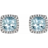 14K White Aquamarine & 1/8 CTW Diamond Earrings photo 2