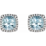 14K White Aquamarine & 1/8 CTW Diamond Earrings photo 2