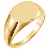 14K Yellow 14x12 mm Oval Signet Ring photo