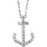 14K White .08 CTW Diamond Anchor 16 Necklace photo