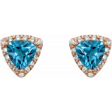 14K Rose Swiss Blue Topaz & .08 CTW Diamond Earrings photo 2