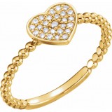 14K Yellow 1/8 CTW Diamond Heart Bead Ring photo