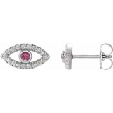 14K White Pink Tourmaline & White Sapphire Earrings photo