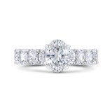 Shah Luxury 14K White Gold Oval Diamond Engagement Ring (Semi-Mount) photo