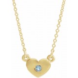 14K Yellow Aquamarine Heart 16 Necklace photo