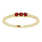 14K Yellow Mozambique Garnet Beaded Ring photo 3