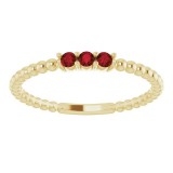 14K Yellow Mozambique Garnet Beaded Ring photo 3