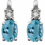 14K White Aquamarine & .02 CTW Diamond Earrings photo 2