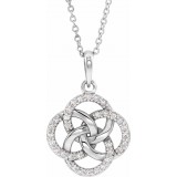 14K White 1/8 CTW Diamond Five-Fold Celtic Necklace photo