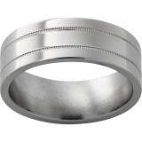 Titanium Flat Band with Two .5mm Milgrain Grooves with Polish Finish photo