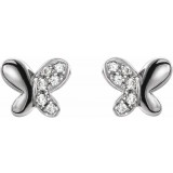 14K White .04 CTW Diamond Butterfly Earrings photo 2
