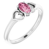 14K White 5x3 mm Oval Tourmaline Youth Heart Ring photo