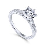 Gabriel & Co. 14k White Gold Victorian Straight Engagement Ring photo 3