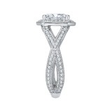 Shah Luxury Cushion Cut Diamond Halo Engagement Ring with Split Shank In 14K White Gold (Semi-Mount) photo 2