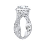 Shah Luxury Cushion Cut Diamond Halo Engagement Ring with Split Shank In 14K White Gold (Semi-Mount) photo 3