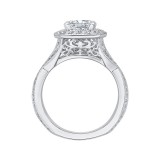 Shah Luxury Cushion Cut Diamond Halo Engagement Ring with Split Shank In 14K White Gold (Semi-Mount) photo 4