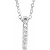 14K White .05 CTW Diamond Bar 16-18 Necklace photo