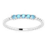 14K White Aquamarine Stackable Ring photo 3