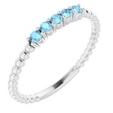 14K White Aquamarine Stackable Ring photo