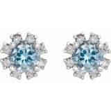 14K White Aquamarine & 1/2 CTW Diamond Earrings photo 2