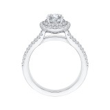 Shah Luxury Cushion Diamond Double Halo Cathedral Style Engagement Ring In 14K White Gold (Semi-Mount) photo 3