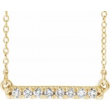 14K Yellow 1/8 CTW Diamond French-Set Bar 16 Necklace photo