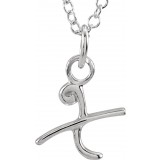 14K White Script Lowercase Initial X 18 Necklace photo
