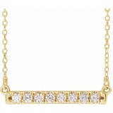 14K Yellow 1/4 CTW Diamond French-Set Bar 18 Necklace photo