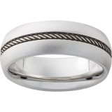 Serinium Domed Band with Rope Finished Center and Laser Satin Edges photo