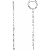 14K White 1/4 CTW Diamond Hinged Hoop Chain Earrings photo