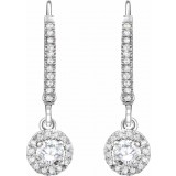 14K White 5/8 CTW Diamond Halo-Style Lever Back Earrings photo 2