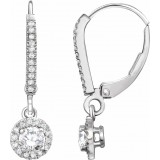 14K White 5/8 CTW Diamond Halo-Style Lever Back Earrings photo