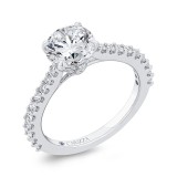Shah Luxury 14K White Gold Round Cut Diamond Engagement Ring (Semi-Mount) photo 2