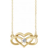 14K Yellow 1/10 CTW Diamond Infinity-Inspired Heart 16-18 Necklace photo