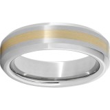 Serinium Beveled Edge Band with a 2mm 18K Yellow Gold Inlay Satin photo