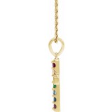 14K Yellow Multi-Gemstone Cross 16-18 Necklace photo 2