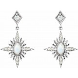14K White Australian Opal & 1/6 CTW Diamond Celestial Earrings photo 2