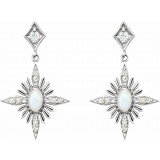 14K White Australian Opal & 1/6 CTW Diamond Celestial Earrings photo 2