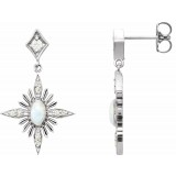 14K White Australian Opal & 1/6 CTW Diamond Celestial Earrings photo