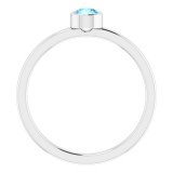 14K White 4 mm Round Aquamarine Ring photo 2