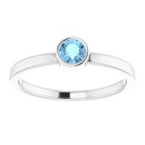 14K White 4 mm Round Aquamarine Ring photo 3