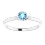 14K White 4 mm Round Aquamarine Ring photo 3