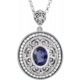 14K White Iolite & 1/8 CTW Diamond 18 Necklace photo