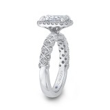 Shah Luxury Emerald Cut Diamond Halo Engagement Ring In 14K White Gold (Semi-Mount) photo 3