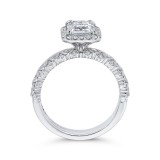 Shah Luxury Emerald Cut Diamond Halo Engagement Ring In 14K White Gold (Semi-Mount) photo 4
