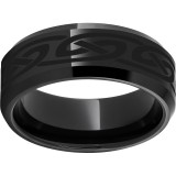 Black Diamond Ceramic Beveled Edge Band with Knot Laser Engraving photo