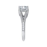 Shah Luxury 14K White Gold Split Shank Emerald Cut Diamond Engagement Ring (Semi-Mount) photo 2