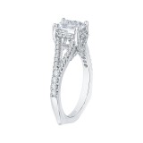 Shah Luxury 14K White Gold Split Shank Emerald Cut Diamond Engagement Ring (Semi-Mount) photo 3