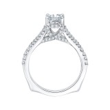 Shah Luxury 14K White Gold Split Shank Emerald Cut Diamond Engagement Ring (Semi-Mount) photo 4